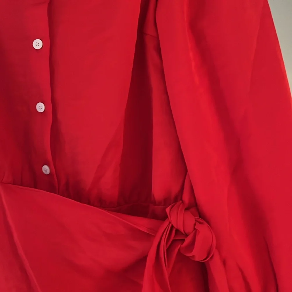 FRNCH Odelie Faux Wrap Dress‎ Red NWT Size Small